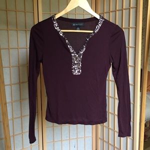 INC Top, purple color with shiny accents.